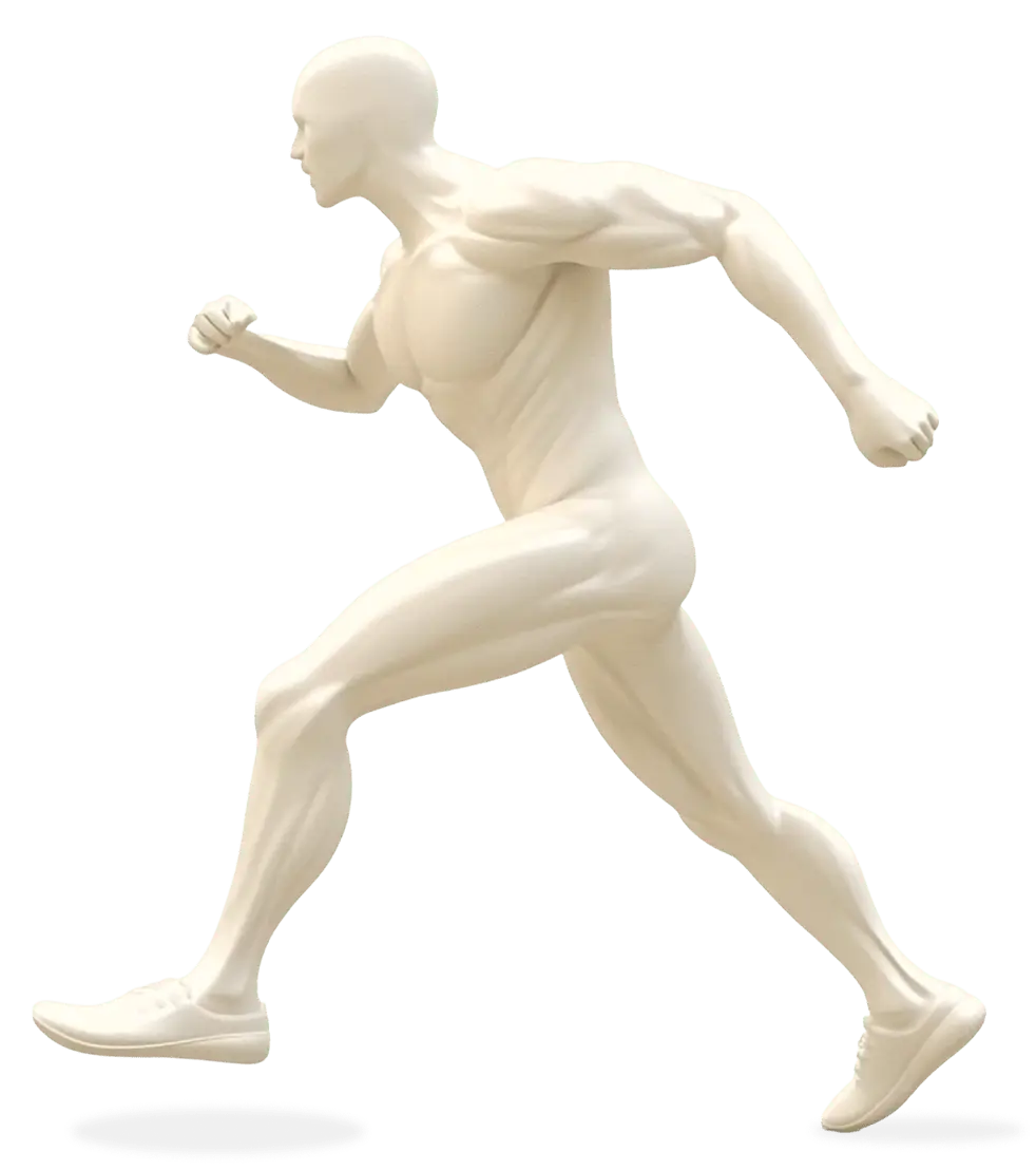 Side-profile body model highlighting the areas we treat